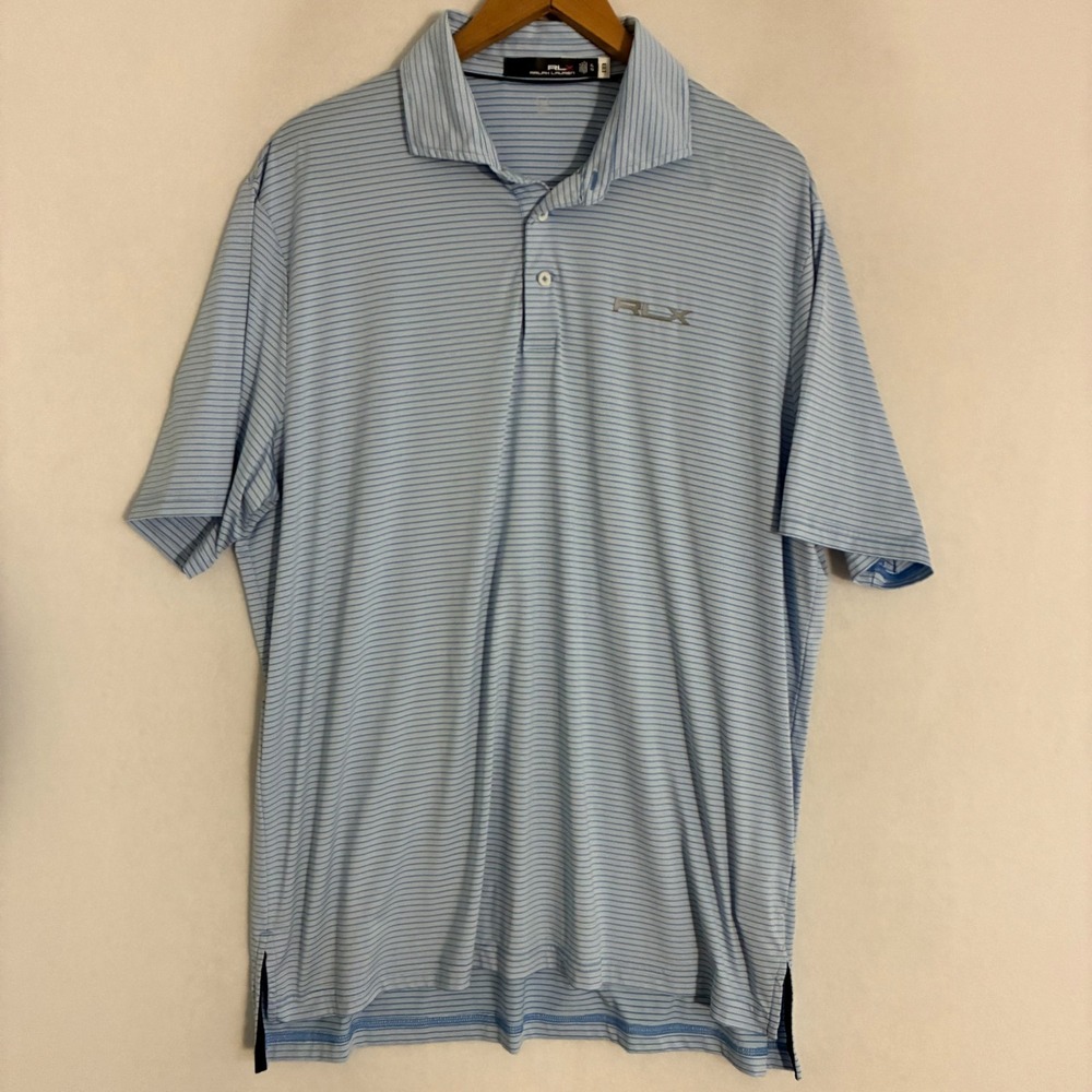 RLX Ralph Lauren Performance Polo Shirt Mens XL Golf‎ Striped Wicking Preppy